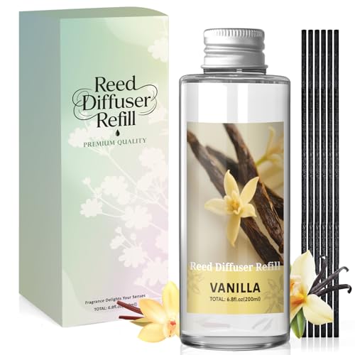Scent-Hi Reed Diffuser Refill 200ml - Vanilla Scented Refill for Reed Diffuser - Home Fragrance for Home & Office Decor