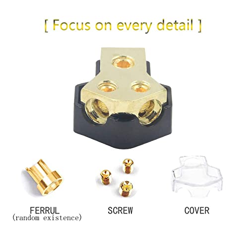 Rkurck 2 Way Power Distribution Block, 0/2/4 Awg Gauge In, 4/8/10 Gauge Out, Car Audio Stereo Amp Distribution Connecting Block For Audio Splitter (2Way) #TOP5