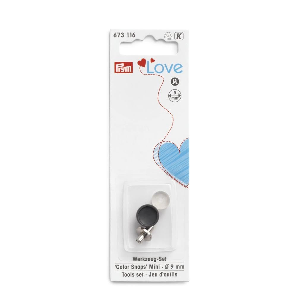 Prym Color Snaps Mini Press Fasteners Tool Set – 9mm Grey Metal Plastic
