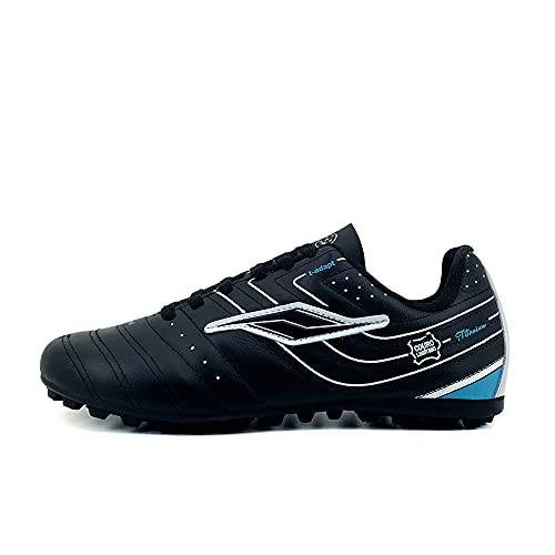 Chuteira Society Adulto Couro Modelo Novo Macia Leve AS341 Cor:Preto-Turquesa;Tamanho:38