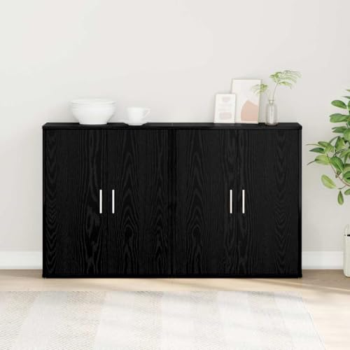 QZZCED Alacena 2 pcs Roble Negro Aparador Moderno con Amplio Almacenamiento y Diseño Práctico para Organización 60 x 31 x 70 cm Madera contrachapada