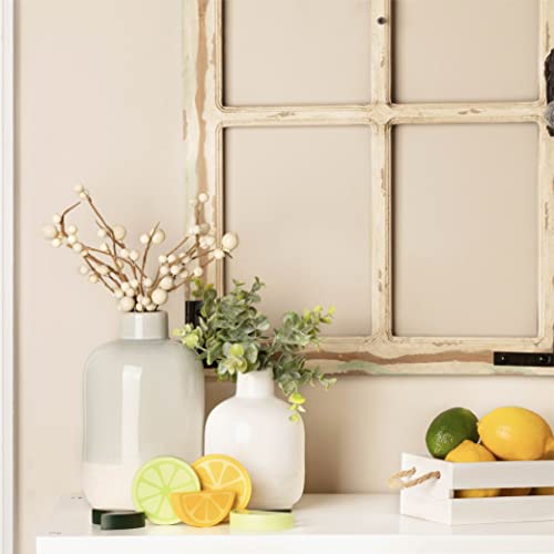 Lemon Tiered Tray Decor Artificial Wooden Fruit - Yellow Lemons, Green Limes Fake Faux Mini Fruits Slices Leaves - Lemon Sign Block Decor For Table Centerpiece Kitchen Decoration Summer Farmhouse #TOP6