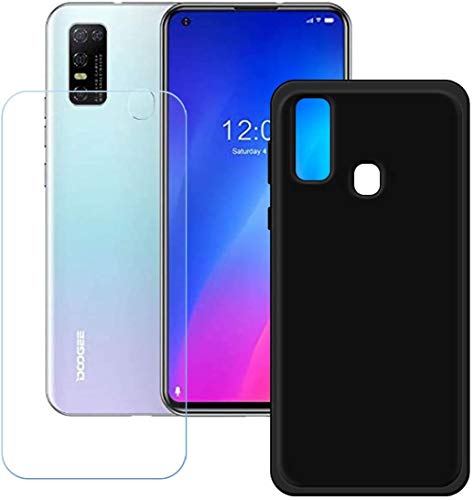 BUYYO DOOGEE N30 Case,Crystal Soft Clear Shockproof TPU Bumper Transparent Silicone Protective with Tempered Glass Screen Protector Phone case Cover for DOOGEE N30, 1051cm