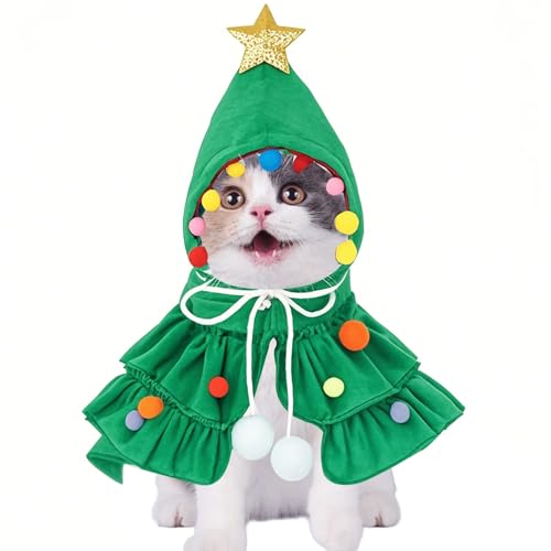 Disfraz de Navidad para Perros y Gatos - Capa Ajustable de Mascota - Traje de Ropa Navideña para Perros Pequeños y Gatos (M)