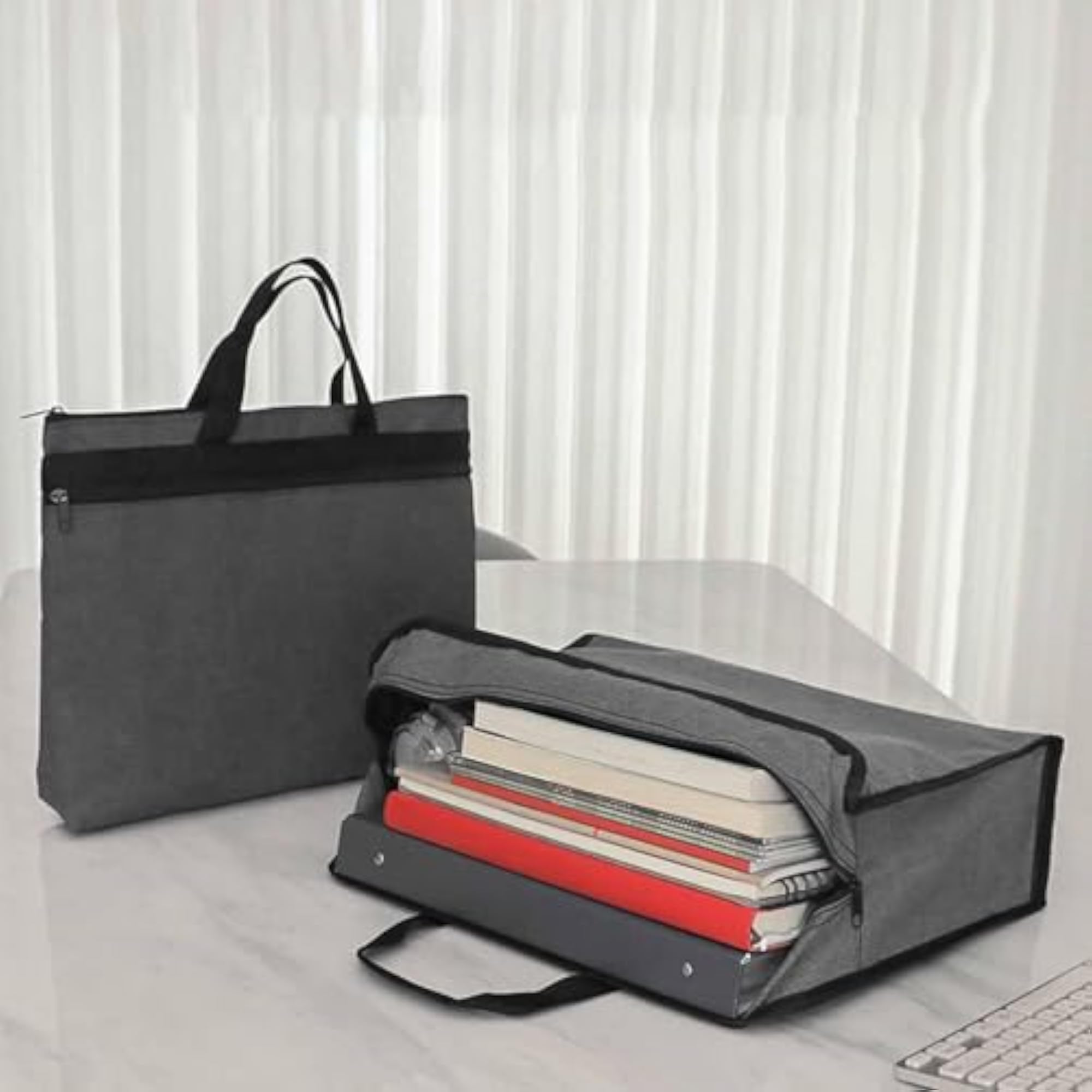 Business Briefcase Paper Files Storage Bag, Dark Gray