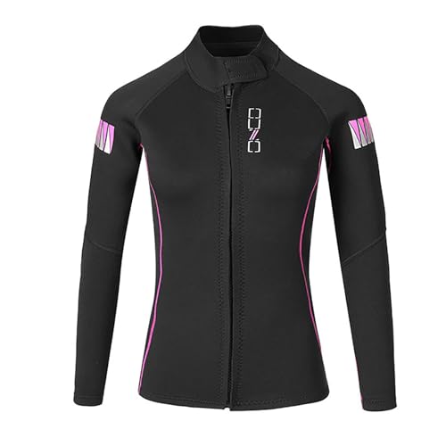 Camiseta de neopreno 1.5MM para mujer con manga larga y cierre frontal, chaqueta térmica para buceo, surf, natación y snorkel en agua fría miniatura 1