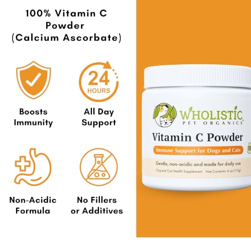 Image of Vitamin C for Dogs and Cats, 4 oz, 113 Scoops, Cat & Dog Allergy Relief | Itchy Skin Relief for Dogs and Cats - Seasonal Allergy & Immune Support Supplement for Pets - 1000 mg Calcium Ascorbate