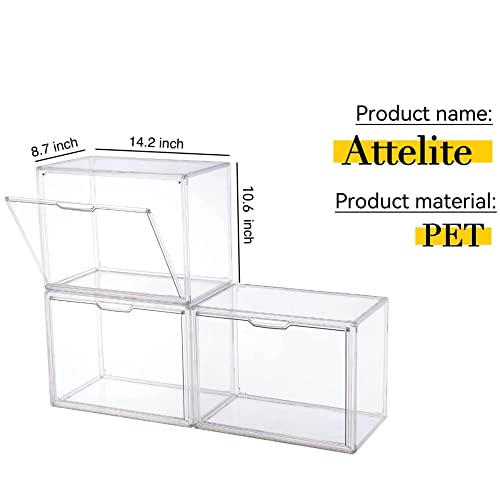 Attelite Plastic Purse And Handbag Storage Organizer For Closet, Clear Acrylic Display Case With Magnetic Door For Wallet, Book, Cosmetic, Toys, Clutch Organization 3 Pack #TOP1