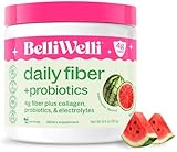 Belli Welli Fiber Supplement for Women & Men – Premium Daily Fiber Powder from Organic Acacia with Added Collagen, Electrolytes & Probiotics – No Bloat, Constipation & Gut Health Support (Watermelon)