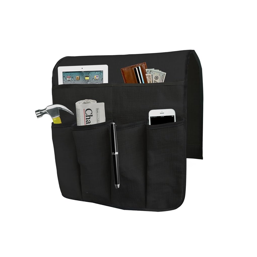 Bolsa para reposabrazos de sofá, soporte para mando a distancia para el hogar, hotel, oficina, dormitorio, sala de estar, sillón, silla, bolsillo para sofá (beige, 2 piezas)