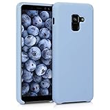 kwmobile Carcasa Compatible con Samsung Galaxy A8 (2018) Funda - Case TPU y Silicona antigolpes - Apto Carga inalámbrica - Azul Claro Mate