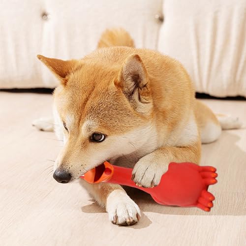 Quietschendes Hundespielzeug Tukan Gummihuhn - Leicht Zu Klingen, Beiß- Und Verschleißfest Aus Latex Für Große Und Kleine Hunde (Rot)
