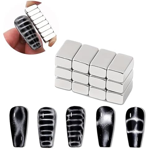 WEILUSI 12PCS Cat Eye Nail Magnet Striped Cat Eye Magnet for Nails, Strong Magnet Gel Polish Magnetic Stick Multifunctional Cat Eye Nail Polish Nail Design Tool for DIY Home, Salon, Studio Cover