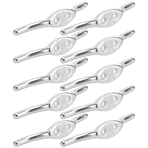 POENVFPO Rope Cleat Hook, 2in Stainless Steel Boat Flagpole Rope Cleats Hook with Mounting Screw for Yachts, Awnings, Boats No Drilling