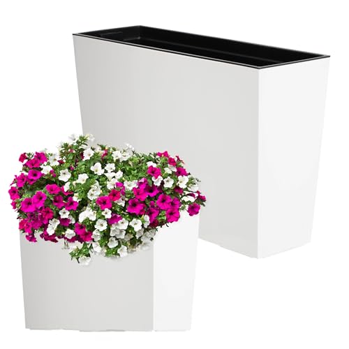 Kadax Jardinera De Plástico, 18,5 X 55,7 Cm, 5 Colores, Maceta Con Cintas De Riego, Jardinera Para Balcón Con Inserto, Jardinera Para Exteriore Kadax Jardinera De Plástico, 18,5 X 55,7 Cm, 5 Colores, Maceta Con Cintas De Riego, Jardinera Para Balcón Con Inserto, Jardinera Para Exteriore