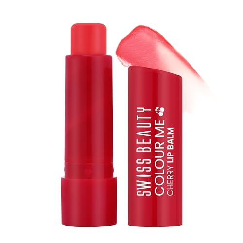 Image of Swiss Beauty Colour Me Tinted Lip Balm with 12 Hours of Hydration | For Dry & Chapped Lips | With SPF 15, Shea Butter and Vitamin E | Long Lasting Glossy Finish Lip Balm | Shade - Cherry Pop, 4.5g