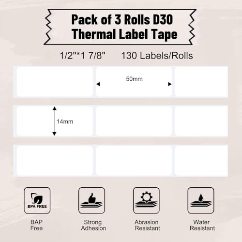 image for Phomemo D30 Label Maker with 4 Tapes - Black on White Label Tape 14X50