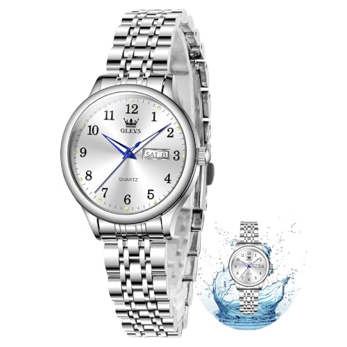 Image of OLEVS Luxury Ladies Watches,Women's Watch with Day and Date,Female Watch for Small Wrist,Gold Stainless Steel Watches for Women,Easy Read Ladies Wrist Watches Waterproof(Adjustable Strap