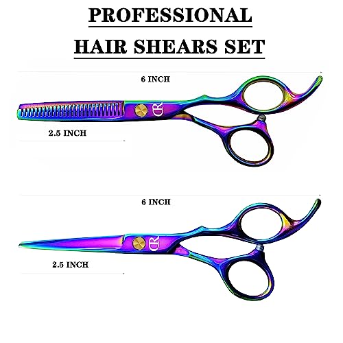 professional hair cutting shears set6 inch barber hair cutting scissors kithairdressing thinning shears for hair cuttingsharp blades haircut scissors kit for womenmenkids rainbow rainbow