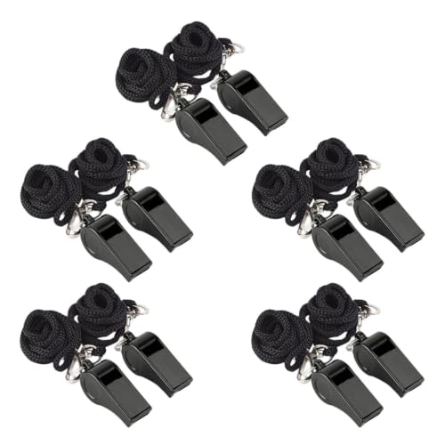 Silbatos deportivos de plástico con cordón negro x10 miniatura 1