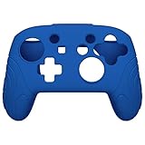 PlayVital Switch Proコントローラーに対応用人間工学に基づいた滑り止めシリコンカバーケース、スイッチプロコン用ソフトラバープロテクタースキン、サムグリップキャップ付き【サムライエディション-ブルー】