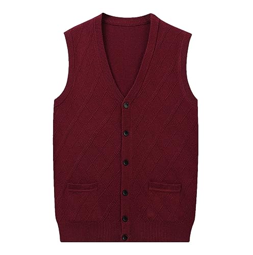 Cárdigan con cuello en V Haitpant de lana y cachemira para hombre chaleco de punto con botones