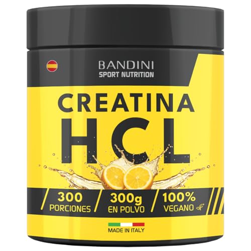 Bandini® Creatina HCL en Polvo 300 g - Suplemento para Entrenamiento, Deportes, Gimnasio y Pre-Entrenamiento - 100% Vegano - A base de Clorhidrato de Creatina - 1000 mg por porción