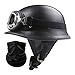 Produktbild LHP Motorradhelm Retro Wehrmachtshelm Halbschalenhelm Mit Fliegerbrille Brain-Cap Halbschale Jet Halbhelm Für Erwachsene Herren Damen DOT/ECE Genehmigt (Color : Black, Size : XL/X-Large 61-62cm)