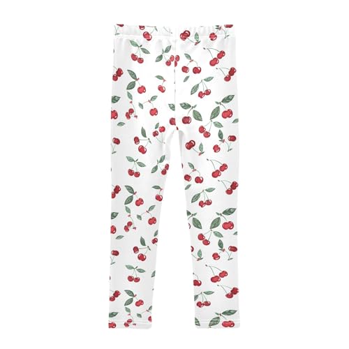 Girls' Athletic Leggings Ankle Length Yoga Dance Pants Kids Teen 4T Cherry2