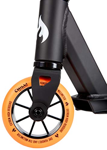 Chilli Pro Scooter Stunt-Scooter H=82cm Trick Tret Roller schwarz Orange + Fantic26 Sticker + Griptape