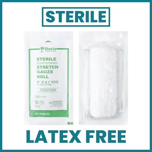 Oasis Conforming Stretch Gauze Bandage, 48 Rollos | Venda enrollada estéril sin látex para un cuidado efectivo de heridas y comodidad (4" x 4.1 Yardas) miniatura 3