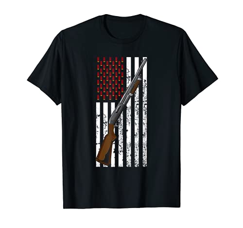 Clay Target Shooting USA Shotgun Flag - Shotgun & Cartridge T-Shirt