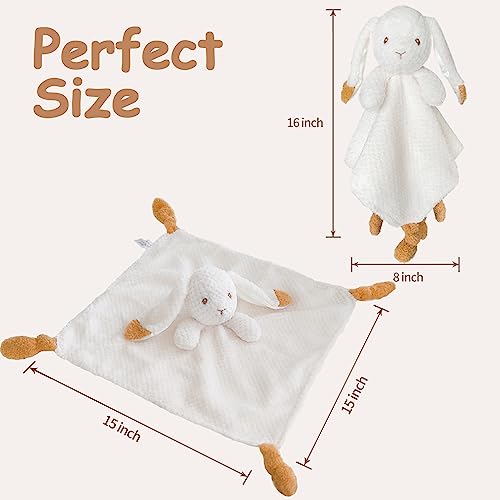 Image of Bunny Baby Security Blanket Loveys for Boys & Girls, 15 inch Soft Unisex Lovie, Baby Registry Gifts