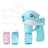 WELLXUNK Seifenblasen-Pistole, Seifenblasenmaschine für Kinder, Seifenblasenpistole mit Seifenblasen Nachfüllflasche, für Kinder & Erwachsene, für Outdoor Party, Hochzeit, Sommerparty(Blau)