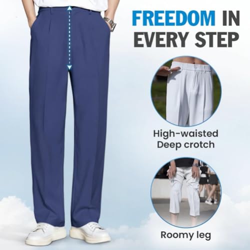 Fleurosta Mens Pants, Stretch Waist Ice Silk Pants Waterproof, Super Stretch Ice Silk Comfort Everyday Pant, Breathable4