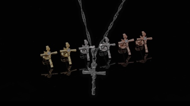 Vintage Gothic Religious Jesus Crucifix Cross Pendant Necklace in 925 Sterling Silver and Gold - Ideal for Gifts and Weddings