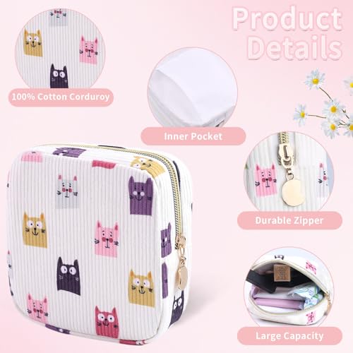 Image of 2-Pack Period Bag for Women Girls, Portable Corduroy Sanitary Napkin Storage Bag Period Pouch Small Discreet Menstrual Pouch, Sanitary Pads Period Kits Tampons Holder for First Period