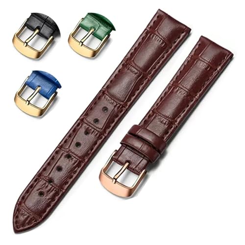 Correa de reloj cuero EDVTK35 accesorios de 18mm 20mm 22mm hebilla oro negro 2