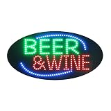 LED Beer and Wine Sign for Business, Super Bright LED Open Sign for Liquor Store, Electric Advertising Display Board for Wine Store Business Shop Store Storefront Decor. (19' x10')