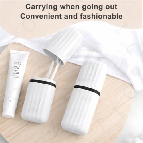 Image of QONETIC Travel Tooth Brush Holder for Bathroom Square Toothbrush Holder for Travel, Portable Toothbrush Case & Tooth Brush Cover Box Organizer for Traveling, Camping, & Business Trips (White N)