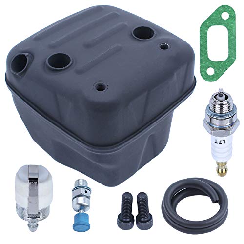 Adefol Chainsaw Exhaust Muffler and Gasket 8pcs Kit For Husqvarna 357 359 357XP with Muffler Bolt, Spark Plug, Decompression Valve, Fuel Filter, Fuel Line Replacement Parts for 503917601 Accessories