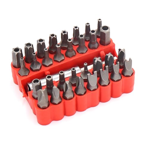 Castuvy 33 pcs Screwdriver Bit Set Security Bit Tamper Proof Set of 1/4 Shank Torx Screwdriver Bit Star Screwdriver Bit with Holder