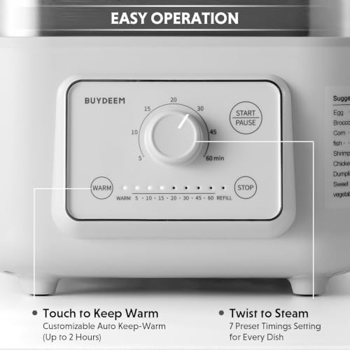 Image of BUYDEEM G52 10.6Qt Electric Food Steamer for Cooking, Oat White