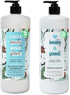 Love Beauty and Planet Volume and Bounty Thickening Shampoo and Conditioner Hair Care For Fine Hair Coconut Water and Mimosa Flower Sulfate-Free, Paraben-Free, Vegan 32.3 oz 2 Count