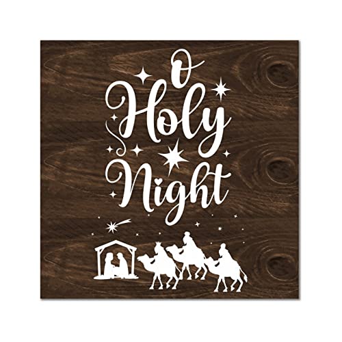 Plaque murale en bois O Holy Night de 30,5 cm pour décoration de salon