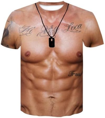 Grappig Spier T-shirt For Heren 3D-print Patroon Gespierde T-shirts Met Korte Mouwen Zomer Casual T-shirt Met Ronde Hals Ademend Comfortabel Workout Fitness T-shirts (Color : D-1650, Size : XXL