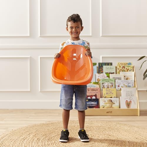 Image of ECR4Kids Plastic Leaf Scoop Floor Rocker Seat, Classroom Furniture, Orange, 6-Piece