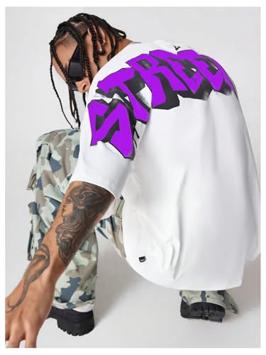 SOLY HUX Men's Graphic Tees Letter Print Drop Shoulder Half Sleeve T Shirt Oversized Summer Tops3