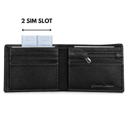 Image of Men's Bifold Wallet, Premium Leather Look Wallet for Men with Multiple Card Slots, Cash Compartment & Compact Slim Design, Stylish Everyday Pocket Wallet - Black