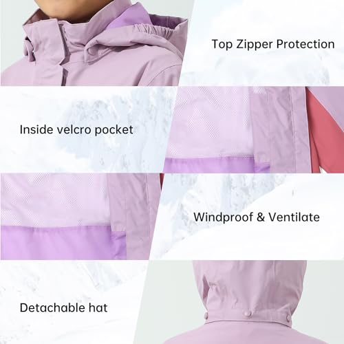Image of YINGJIELIDE Boys Girls Waterproof Rain Jackets Kids Easy to Fold Windbreaker Lightweight Outdoor Hooded Raincoat
